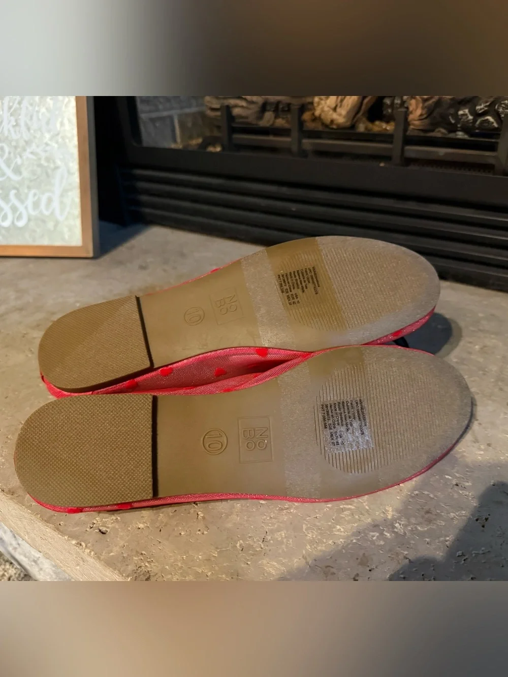 Red Heart Mesh Ballet Flats